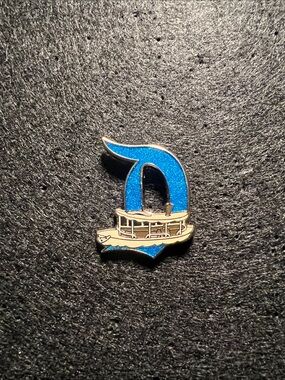 Disney Blue Glitter 'D' Monogram Pin with Paddle Boat Detail